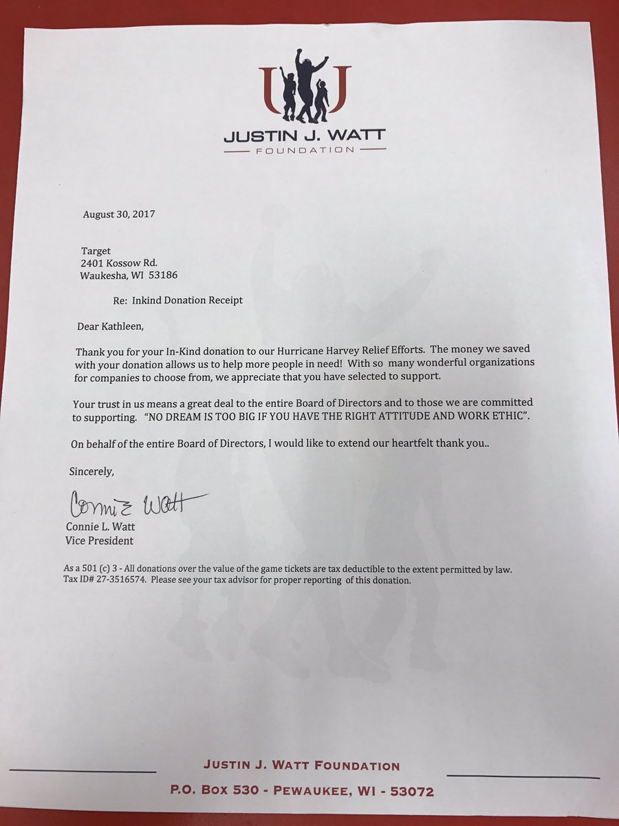 Kat_M_Lee's tweet photo. Thanks Target Teams #82, #2546 and #2780 for supporting JJ Watt and Hurricane Harvey recovery! @laren_john @JJWatt #makingadifference https://t.co/VJ2RBbrZzA