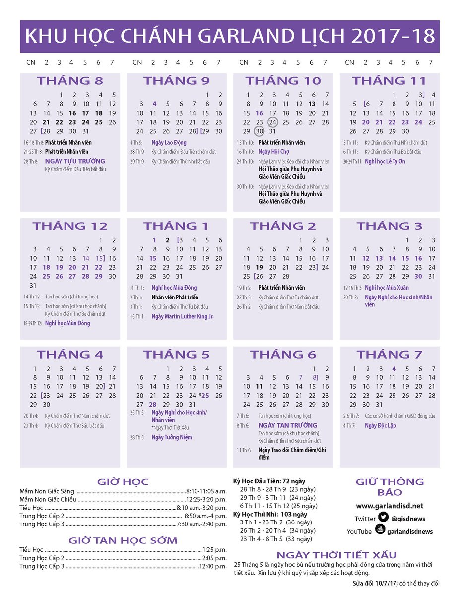 Garland Isd On Twitter: "The 2017-18 Garland Isd Calendar Includes Key Dates, School Hours And More Important Info. Print One Today: Https://T.co/Svnlkv09Km Https://T.co/8Eiaskgs8Z" / Twitter