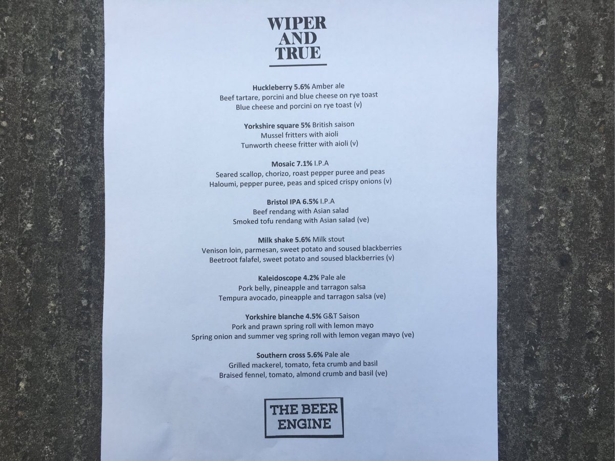 Food and beer for <a href="/WiperAndTrue/">Wiper and True | Beautiful Beer</a> tap take over <a href="/BeerEngineSheff/">Beer Engine</a>