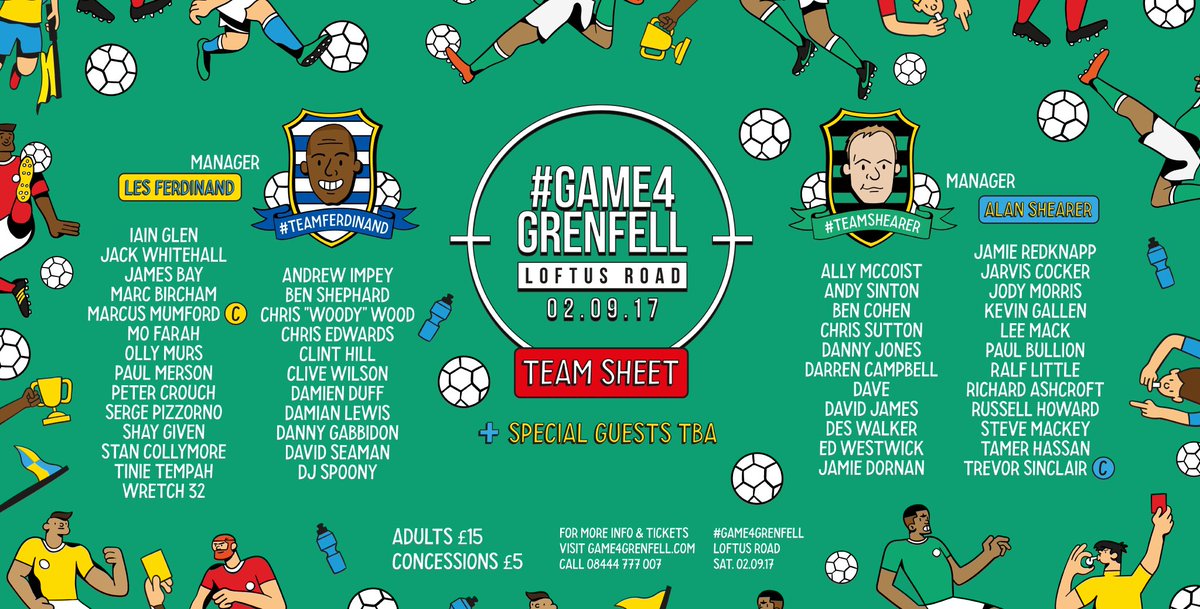 Game4Grenfell's tweet photo. Are you #TeamShearer or #TeamFerdinand?
#Game4Grenfell https://t.co/jjA1zXjPAq