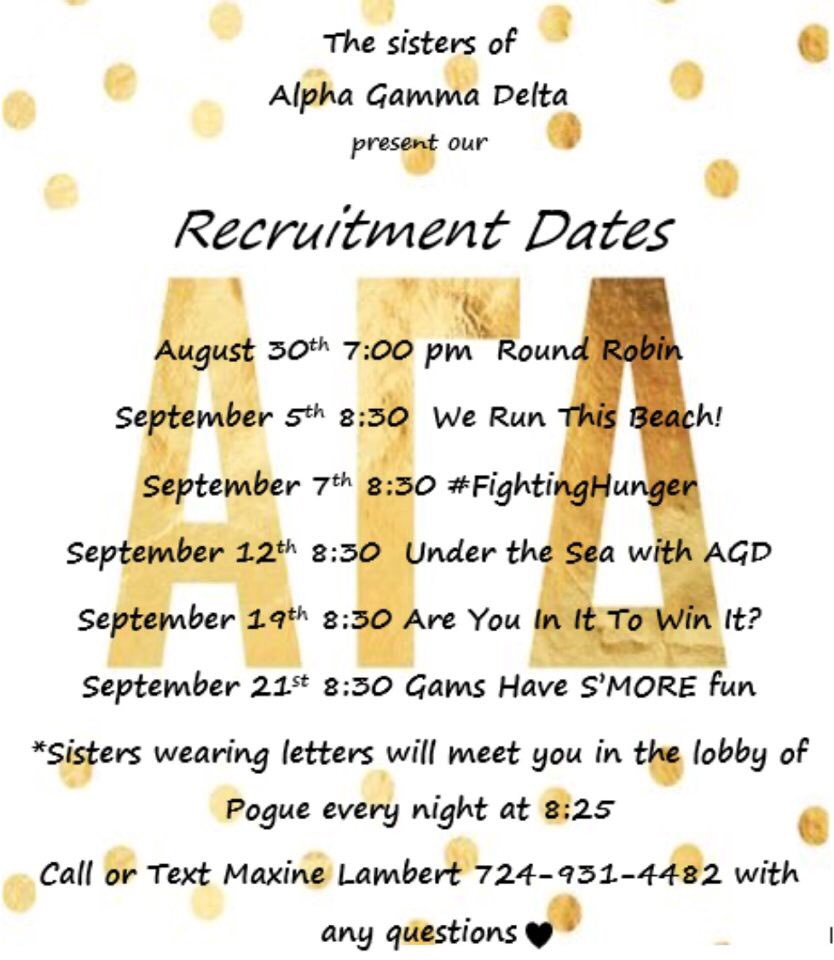alphagam_EUP's tweet photo. It's Wednesday...&amp; that means ROUND ROBIN!!! Stop by Pogue @ 7PM for some sorority fun! We can't wait to meet everyone 💓 https://t.co/4tFXVxC5mF