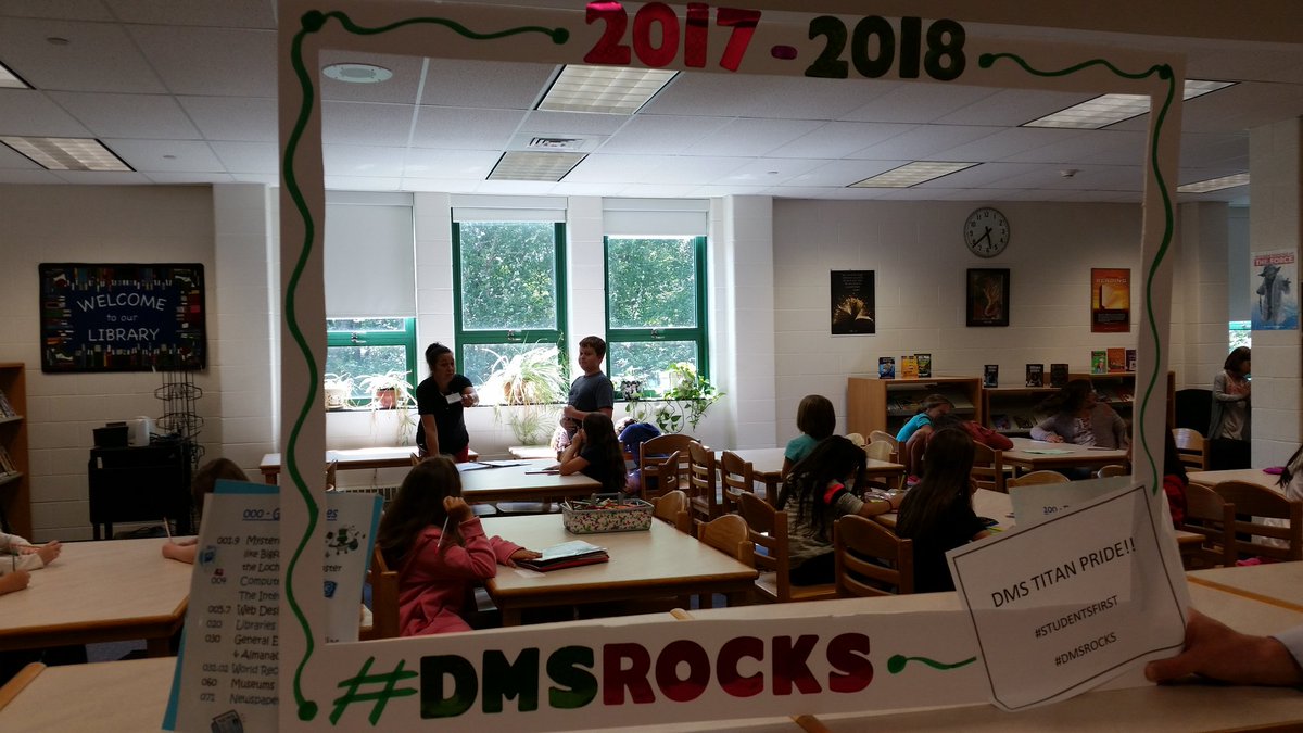 Students hard at work in the library with Mrs. Falcone!   #DMSROCKS #DCGreatStart
