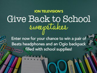 SkinnyDivision6's tweet photo. @IONTV's #GiveBacktoSchoolSweeps #Entry  #WIN a pair of #BeatsHeadphones &amp; #OgioBackpack filled w/school supplies!  https://t.co/YnZNq0mAId https://t.co/j2UfnHrklM