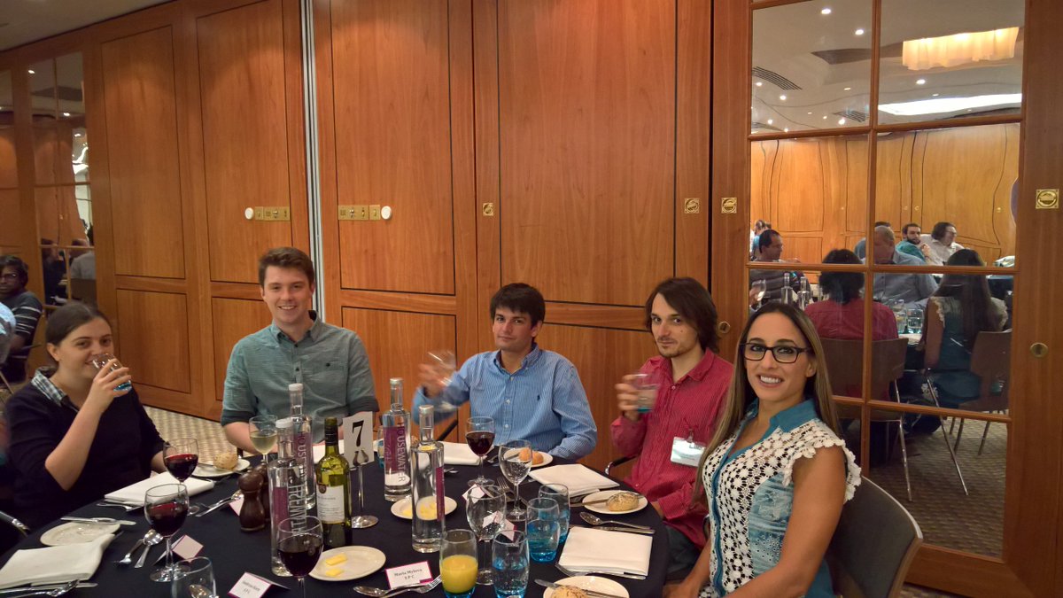 MMylova's tweet photo. @MMylova Team Swansea  having a formal dinner at the UCL Particle Physics workshop #BUSSTEPP 2017 https://t.co/HwO9foW2Z6