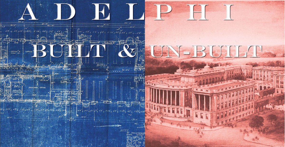 Adelphi_UASC's tweet image. Now in the lobby of Swirbul Library, Adelphi Built &amp;amp; Un-Built: an exhibition exploring the history of Adelphi’s built environment.