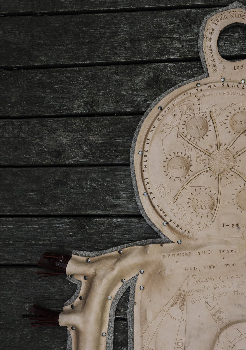 Craft_Biennial's tweet image. Detail of "Up at the Stars" by Matt Gould, 2017, leather. Photo: Jim McKinley #ArtistoftheDay #CraftBiennial #CanadianCraft #BurlOn #Toronto