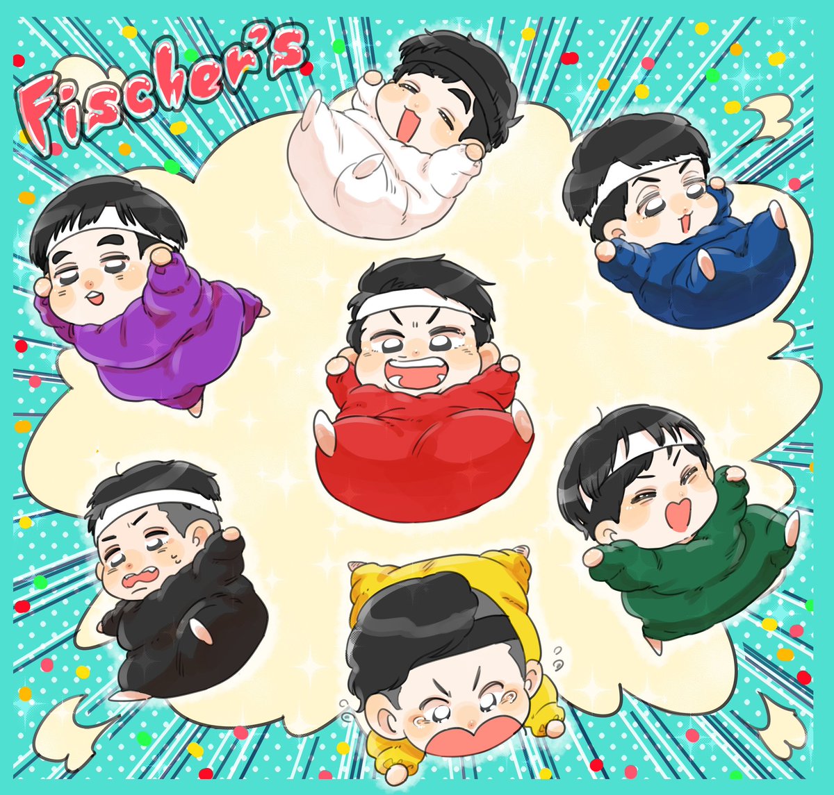 masutado0120's tweet photo. めっちゃ前々から息抜きでちょこちょこ描いてたおデブスーツお魚さんたち！完成したのであげる～～～～！！🎣✨✨
#フィッシャーズ描いちゃった https://t.co/P8iS5btkqA