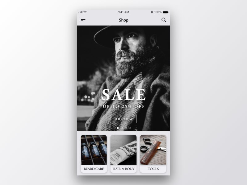 LukaLenard's tweet photo. A #categories page of a #mobile #webshop for #beard products.
#DailyUI #099 #UX #UI #Webdesign #GraphicDesign #adobexd https://t.co/EKmwAcIgec