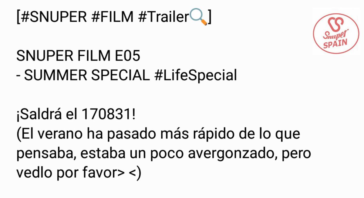 SnuperSpain's tweet photo. @snuperofficial [#SNUPER #FILM #Trailer🔍]

SNUPER FILM E05
- SUMMER SPECIAL #LifeSpecial

#스누퍼 #SNUPERFILM #Preview https://t.co/jOCYXKTeIp
