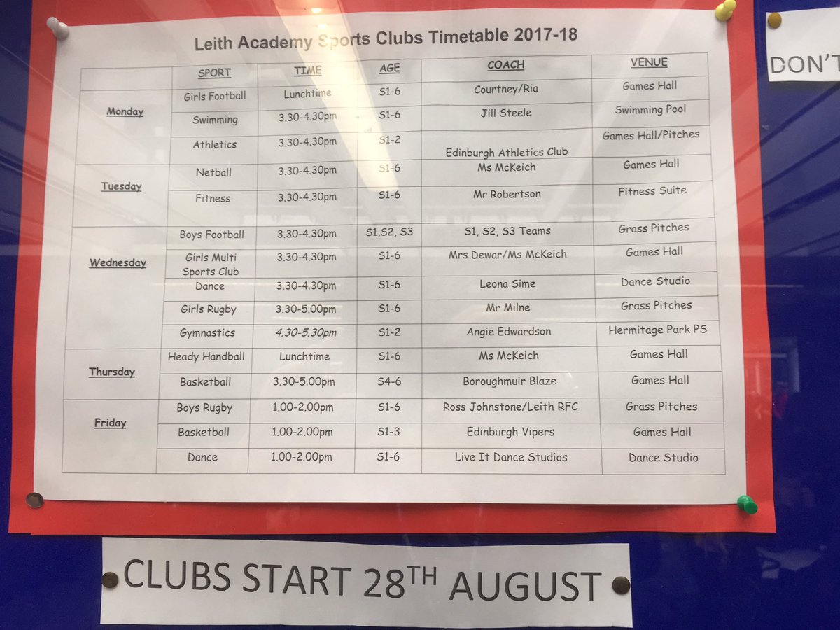 Sooo many activities on offer for ALL students to get involved in....speak to the <a href="/Leithpe/">Leith PE</a> team 🏉 ⚽️ 🏸 🏑  🏊 🏋👏👏👏<a href="/sportscotland/">sportscotland</a>