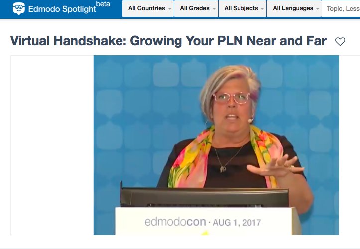 CarissaKopecky's tweet photo. Virtual Handshake: Growing Your #PLN Near and Far w/ @resamaibooks https://t.co/5upQLfdCkF via #Spotlight #edmodocon17 https://t.co/mSA9aN0pPW