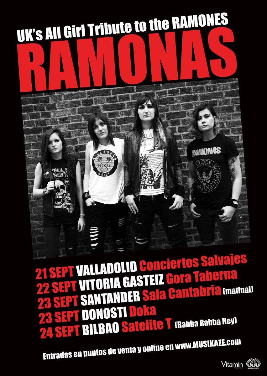 VitaminProdus's tweet photo. Fechas THE RAMONAS 22/09 Vitoria Gora | 23/09 Santander Sala Cantabria | 23/09 Donosti Doka | 24/09 Bilbao SateliteT https://t.co/ifoU8L1quG https://t.co/6MmzhsHnyb