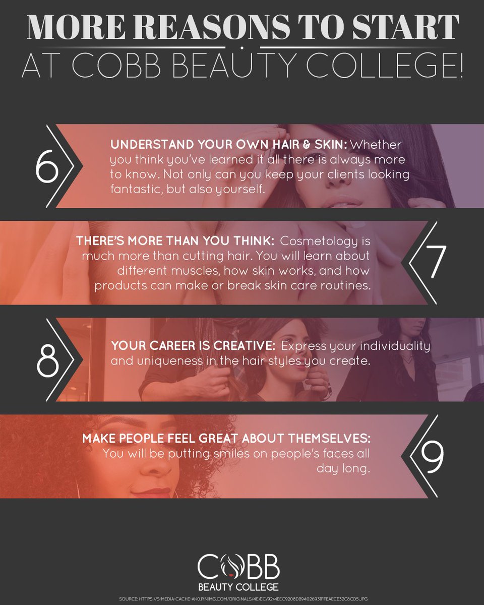 CobbCollege's tweet photo. Making people feel good &amp; look their best is one of many perks from this incredible field. #CBC #lookgoodfeelgood https://t.co/mjX0lTyv4Z https://t.co/KOVo4cUYP0