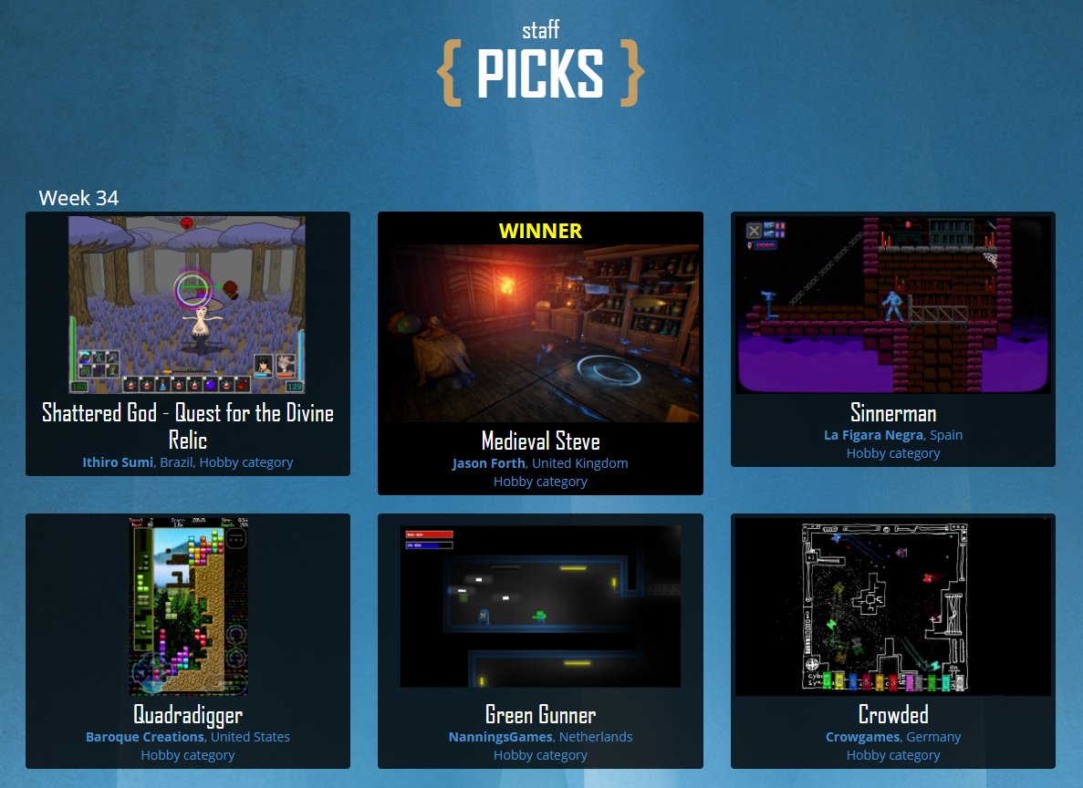 MedievalSteve's tweet photo. OK, so, apparently, Steve managed to win last weeks Staff Picks on @TheGDWC ! Thanks to everyone that voted! It really means a lot! https://t.co/1b2XGUVSKM