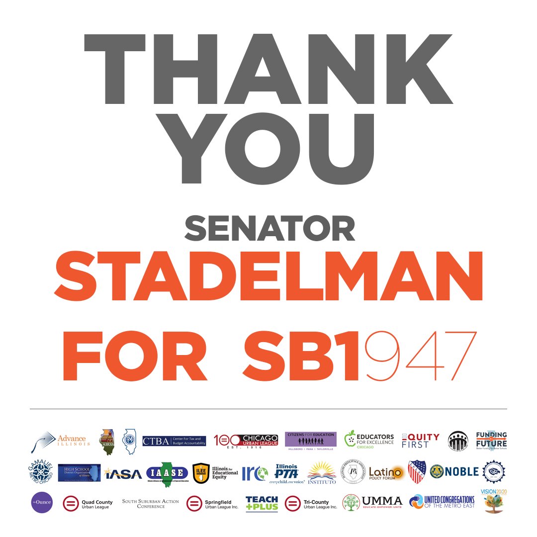 FundILFuture's tweet image. Thank you Senator Steve Stadelman for #SB1 947. Your vote is a vote for kids. #FixedTheFormula @ILSenDems