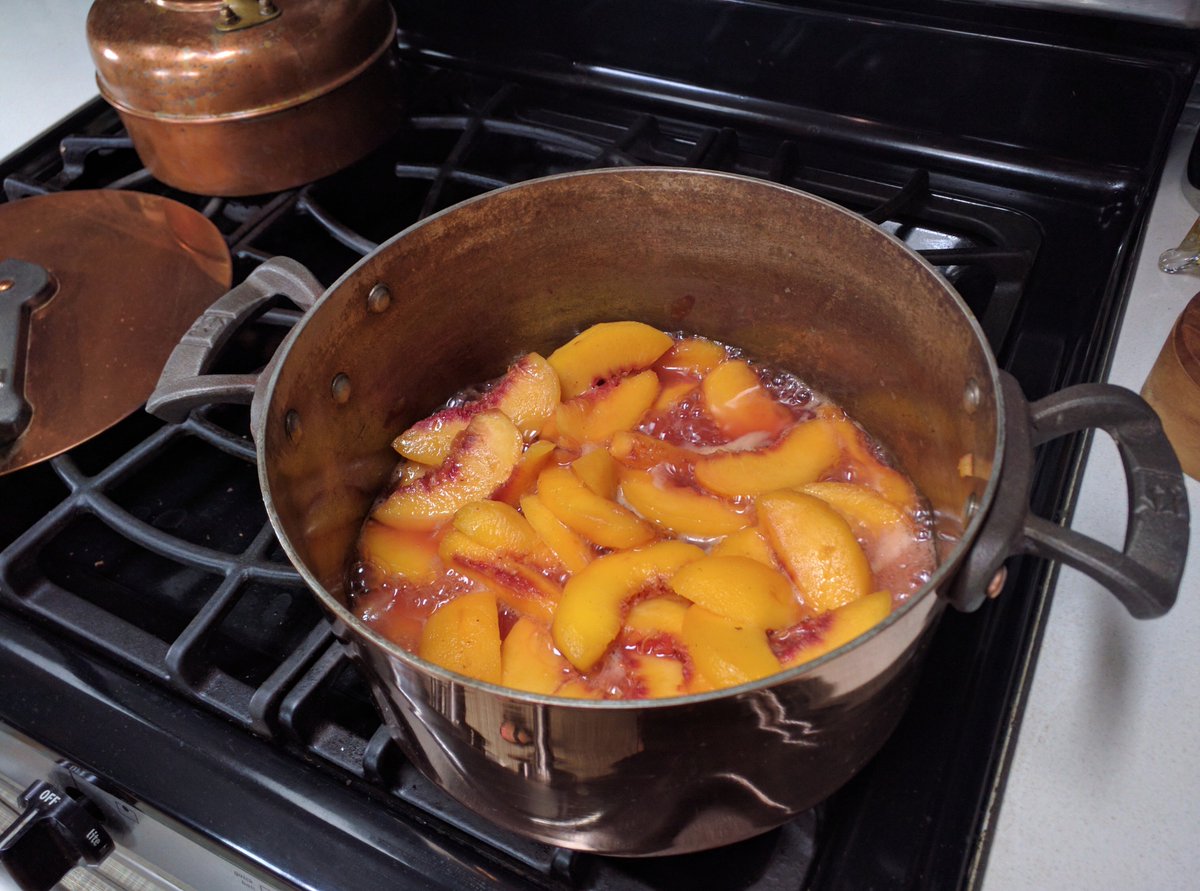 Brooklyn_Copper's tweet photo. Summer Soup time. Simmering #peaches for chilled Peach Cantaloupe Soup. #molliekatzen #moosewoodcookbook

https://t.co/A133ib72L7 https://t.co/RKcRzA4uNE