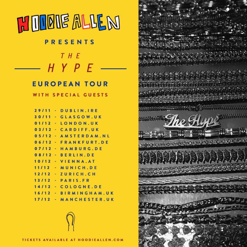 HoodieAllen's tweet photo. Tickets and VIP go on sale tomorrow at 12 PM local time for The Hype Tour

Set an alarm. Tag a friend. Hype!

Tix: https://t.co/WFhhJK6tTl https://t.co/GhoWECL2AW