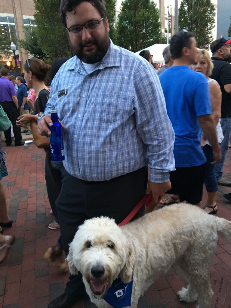 KeithGertiser's tweet photo. #daisythedog is enjoying the band #ynotwednesday @CBProRealtors @CBProNorfolk https://t.co/PI19WNiyla