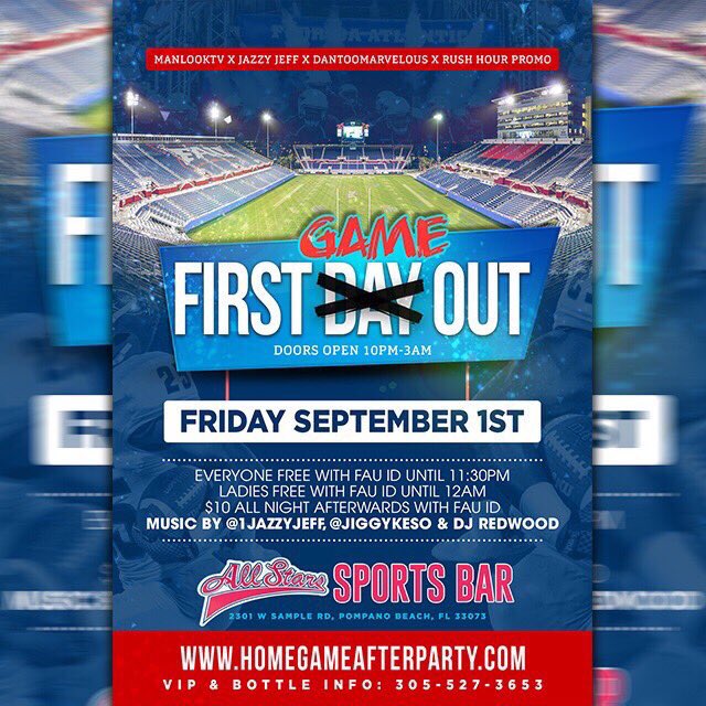DJ_Redwood's tweet photo. This Friday
#FirstGameOut After party 🏈
$5 Bus Tickets Available 🚌 Music by @JiggyKeso ❌ @dj_redwood ❌ @1JazzyJeff https://t.co/jXPdlMH66Q https://t.co/lRyoJE33wR