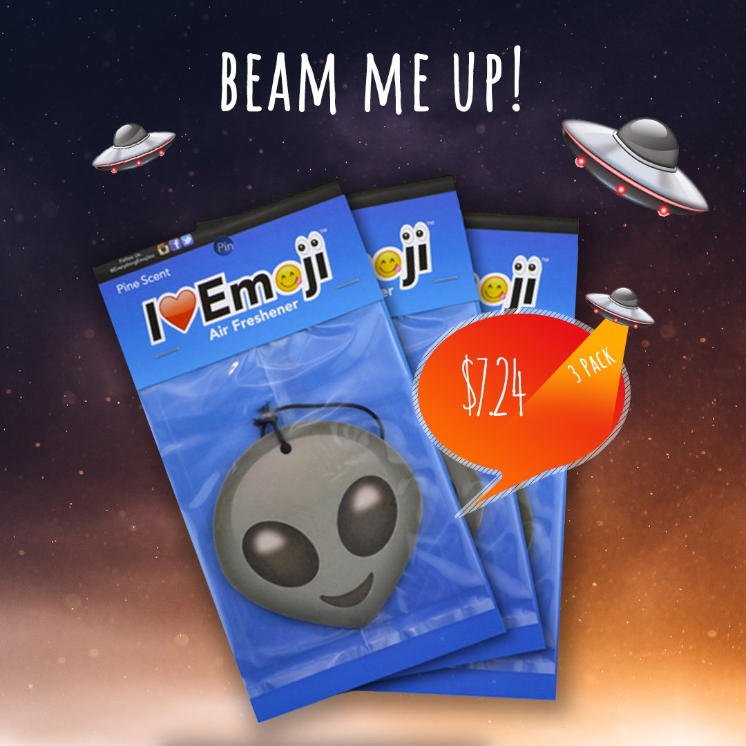 IluvEmoji's tweet photo. 3 Pack of Emoji Air Fresheners are only $7.24! That is out of this world! Take us to your leader!  #emoji #alien #emojialien https://t.co/Mx1OXf1U9X