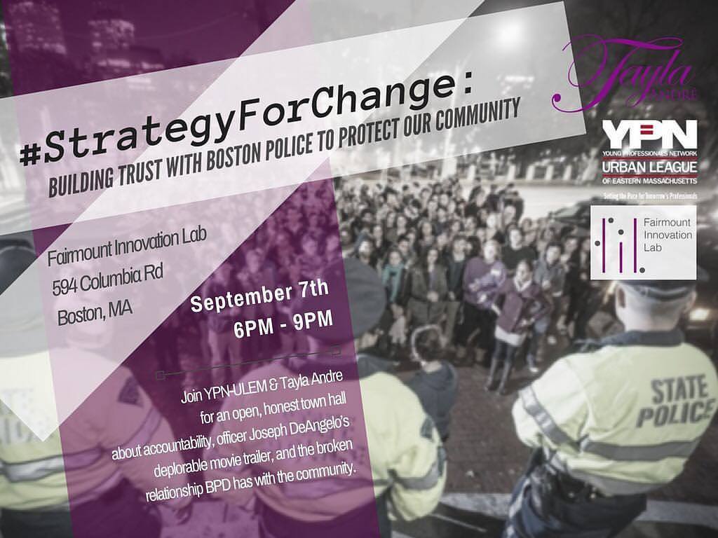 Fairmount_Lab's tweet photo. #StrategyForChange Building Trust with @bostonpolice to Protect our Community
9/7 6pm-9pm . Hosted by @YPNULEM + @Tayla_Andre https://t.co/guZ54ybt5N