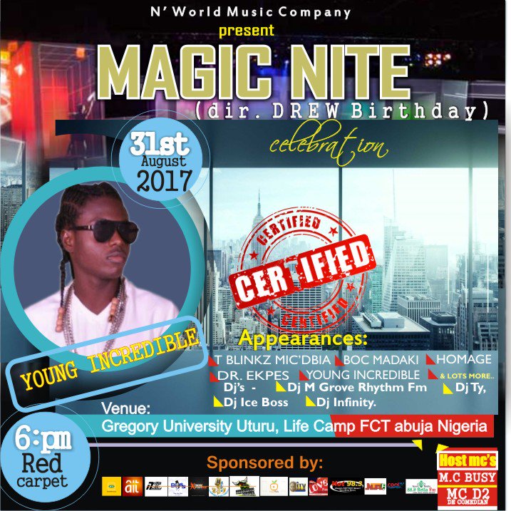DavidSa50586182's tweet photo. If u are in Abuja den u don't want to miss tomorrow show view it and come over am @Young incredible https://t.co/emzf46B6Gr