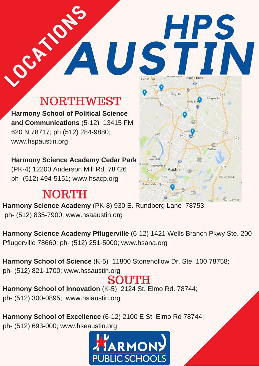 hpsaustin's tweet photo. All @HarmonyEdu Austin campuses accepting students impacted by #Harvey. 1step app, transportation, free meals, supplies, and uniforms. https://t.co/aI2BWei4eq