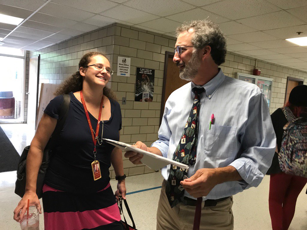 SHS_Eagles's tweet photo. Ms. Burke and Mr. Fazzio on  the #firstdayofschool https://t.co/4FAVz6uR7V