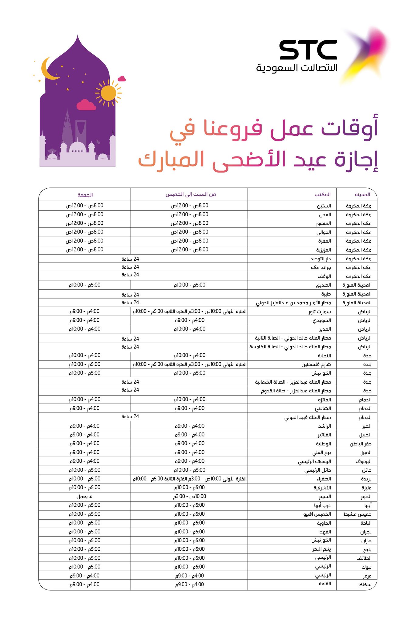 اوقات عمل Stc