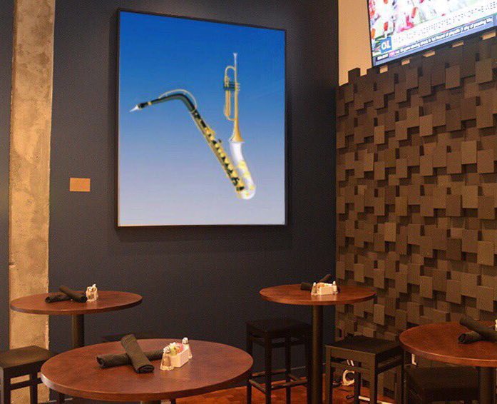 LittleRhody9's tweet photo. #AdobeChat #SignificantArtist Paul Michael Glaser #DigitalArtist on display @HalsBarGrill #ArtFoodJazz #PlayaVista https://t.co/JLtkx7A8qf https://t.co/83TwLIzoOn