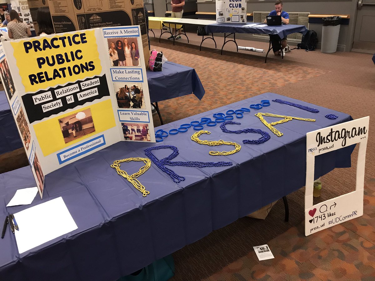 UDcommAna's tweet photo. Come take a look at PRSSA's station at UD Activities Night! Find us in Trabant MPR from 6:30-9:00! https://t.co/Ehd1PU53Ri