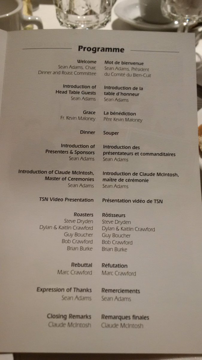 Here's tonight's program for the roast.. @BwCornwall https://t.co/dlfSeP50b4