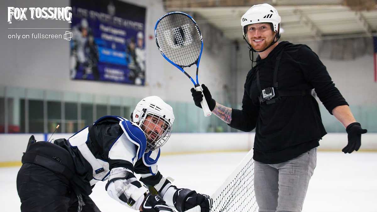 ImNotScottySire's tweet photo. Friendly neighborhood reminder to watch our show #FoxTossing on @Fullscreen 
in dis ep we play tennis while being checked by hockey players🙃 https://t.co/fF1pyrhg9g