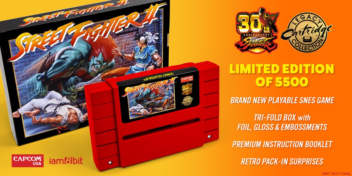 Street Fighter II (30th Anniversary Edition) available for $100 on Iam8bit (playable SNES cartridge) bit.ly/2iIHpet