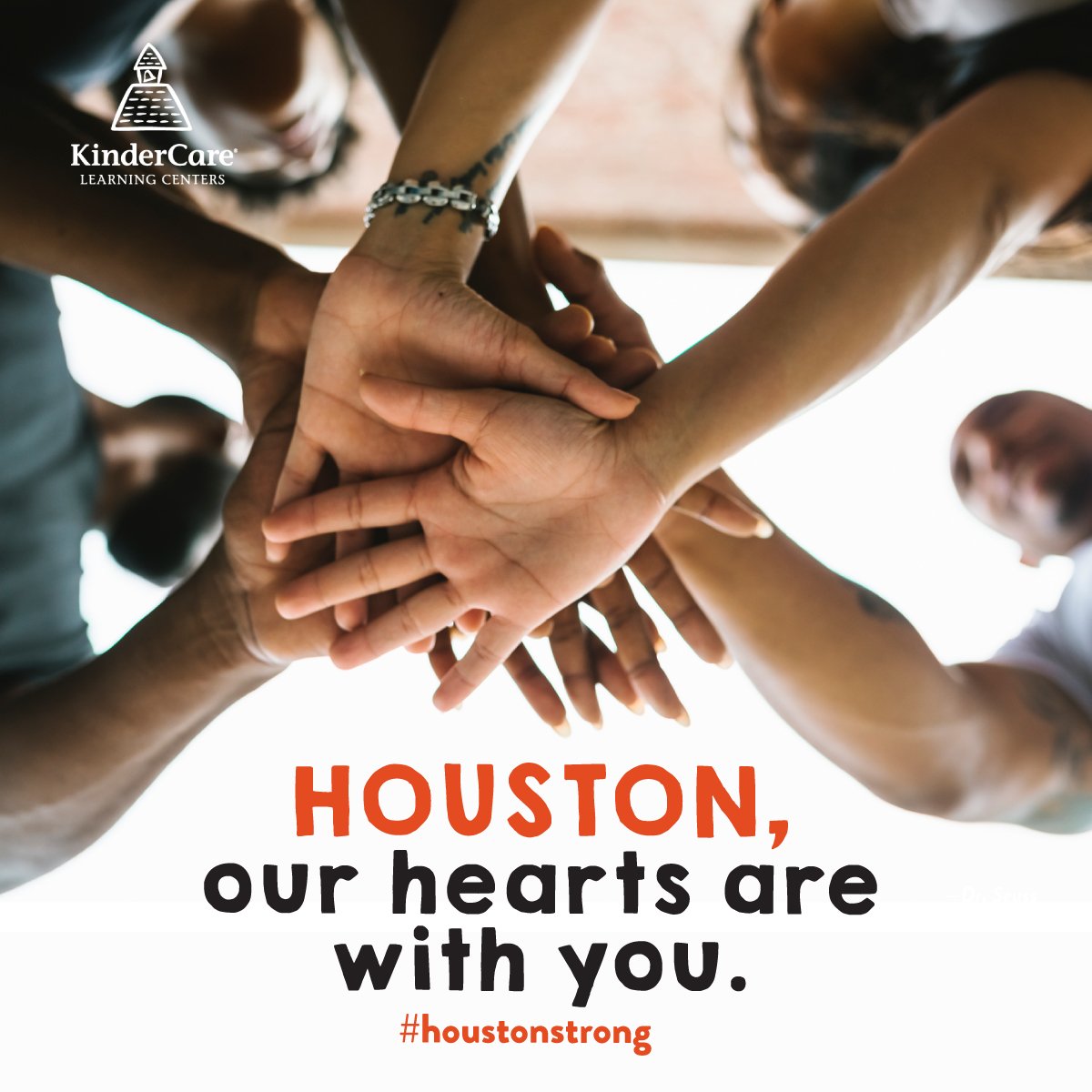 Our ❤'s are with those affected by #HurricaneHarvey. Families, updates are on kindercare.com center pages or call us: 888-525-2780.