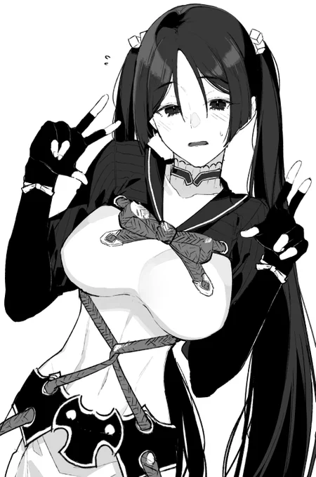 ツインテールでダブルピースして「こ、こうでしょうか…?」っておどおどしてる頼光さん見たい 