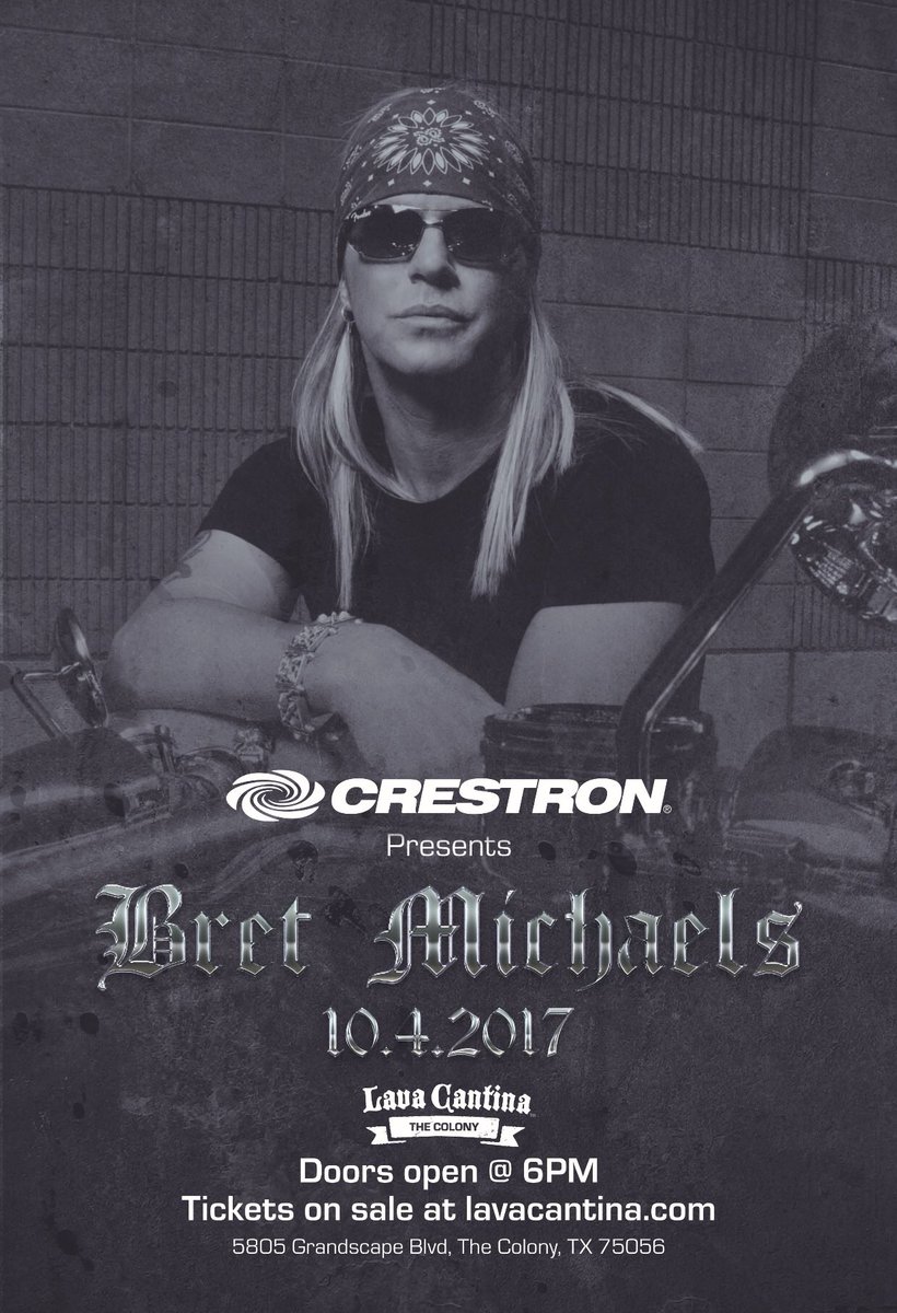s8ntfan's tweet photo. Very excited to be hosting @bretmichaels on Wed, Oct 4th for what WILL be a sold out show! Grab ur tix TODAY! https://t.co/4hHZRCKx6D