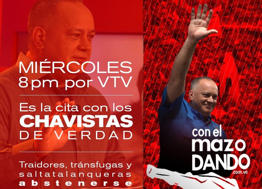 ConElMazoDando's tweet photo. ¡Todos los miércoles a las 8:00! No te pierdas tu programa chavista Con el Mazo Dando - https://t.co/nTR1U9tj6K https://t.co/cEGcrL0hoX