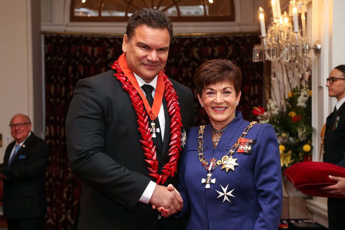 AllBlacks's tweet photo. Arise 'Sir' Iceman! Congratulations to former #AllBlacks flanker Michael Jones on being knighted in Wellington today. https://t.co/QaEc8tDx06