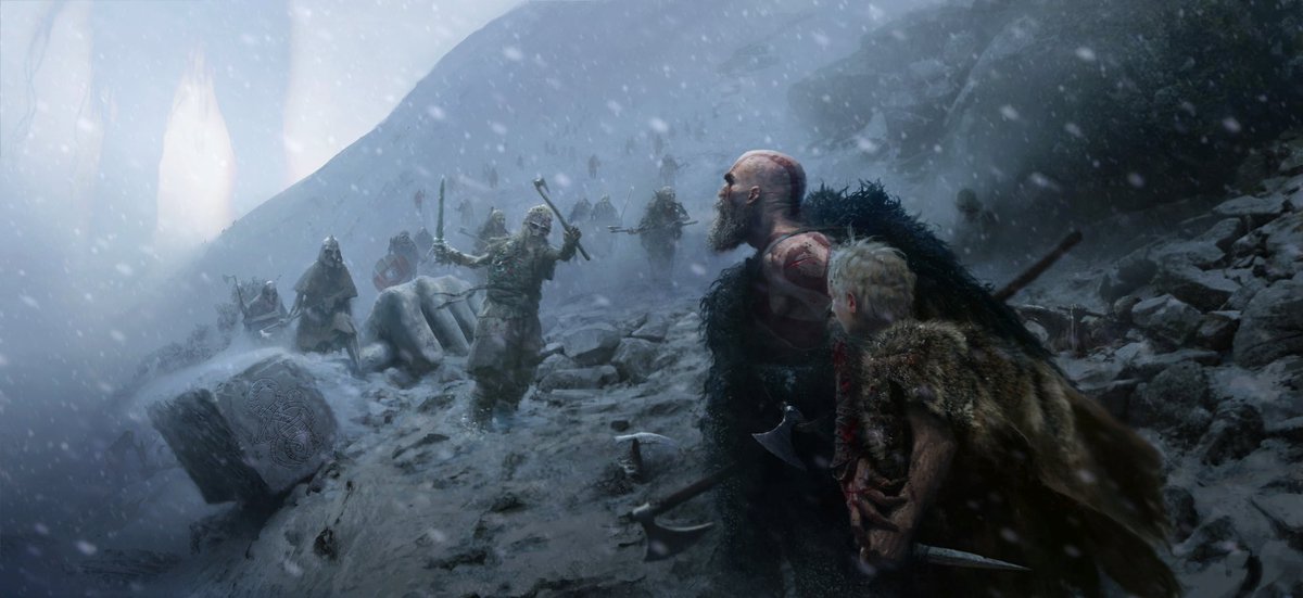 PlayStation's tweet photo. The God of War runes have been deciphered: "Höðr's Wicked Bite."

A sampling of concept art, as promised... https://t.co/nWfkc6rEjt