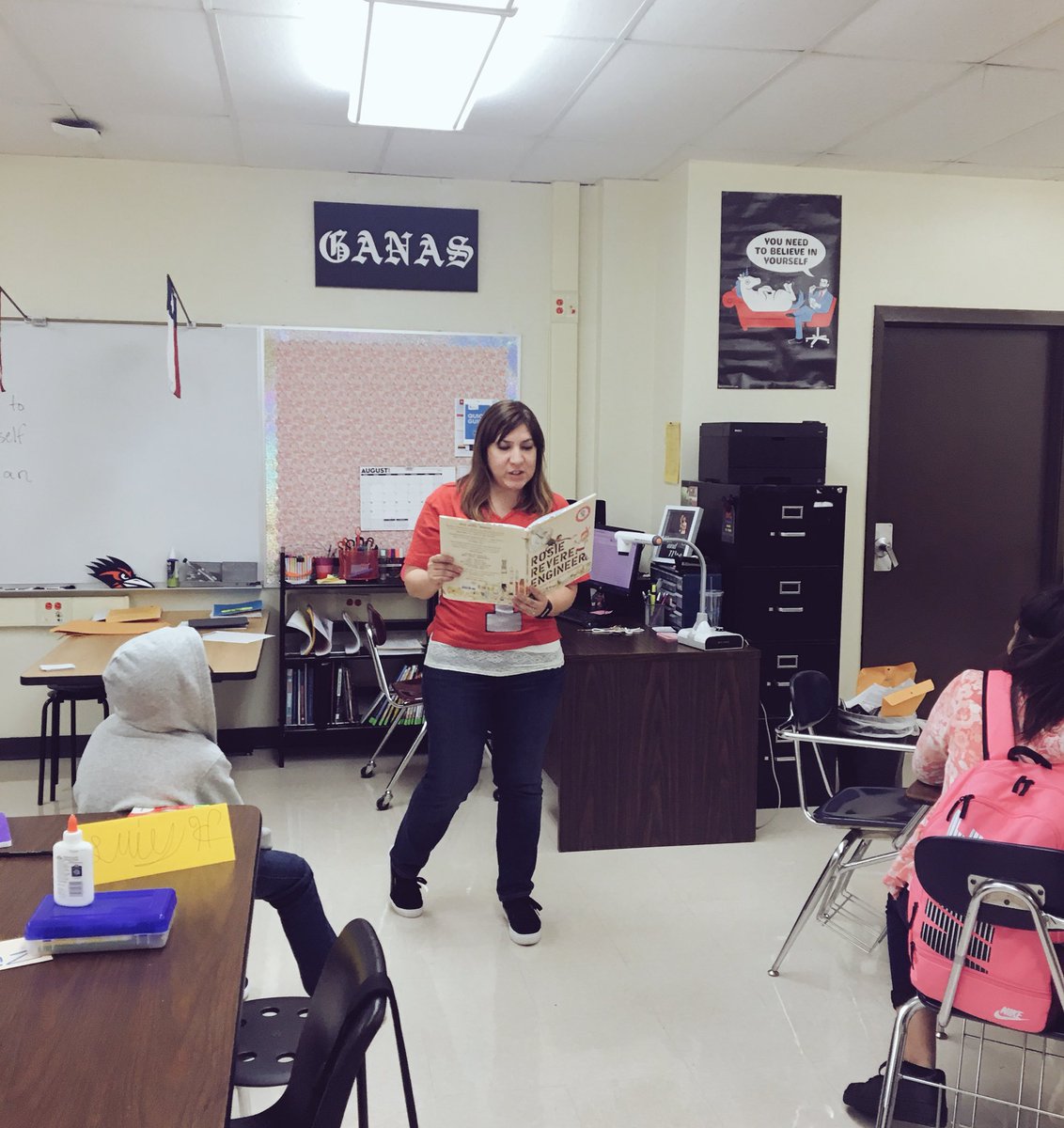 MsOyervides's tweet photo. A great read aloud has no age limit!! My middle school #ELLs were engaged with Rosie Revere Engineer by @andreabeaty. #NISDjones #KidLit https://t.co/XnYDfMEfJp