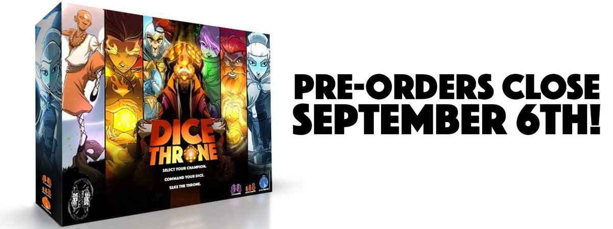 Pre-order Dice Throne before 9/6 to save $5 &amp; get it 2 months before January retail launch! dicethrone.com