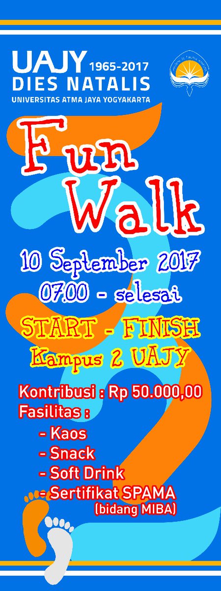 Hari ini pendaftaran Fun Walk terakhir lho. Ayo segera daftar dan meriahkan Fun Walk dalam rangka Dies Natalis ke-52 UAJY.