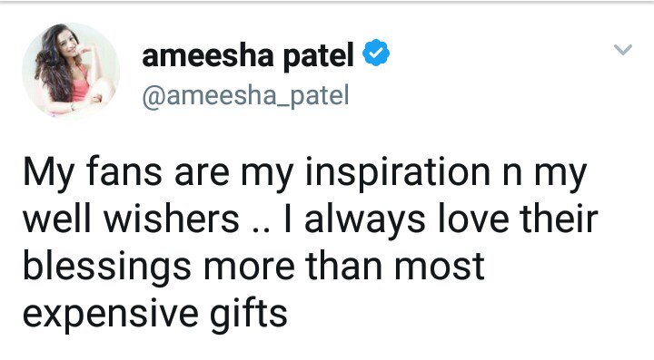 Ankur_Niranjan's tweet photo. Golden Words for each & every FAN of yours.
Thank You #AmyPoo ๐
@ameesha_patel I always Love you till I die and even after that.. https://t.co/HZSu7dAumo