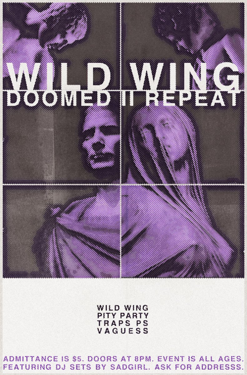 WildFuckingWing's tweet photo. SAT sept 9th get the \/\/ing on \/\/ax
w/
@pitypartyca
#Vaguess
#Trapsps
@wearesadgirl on the 1s and 2s
All Ages. DM us for address https://t.co/JHgbRZBsab