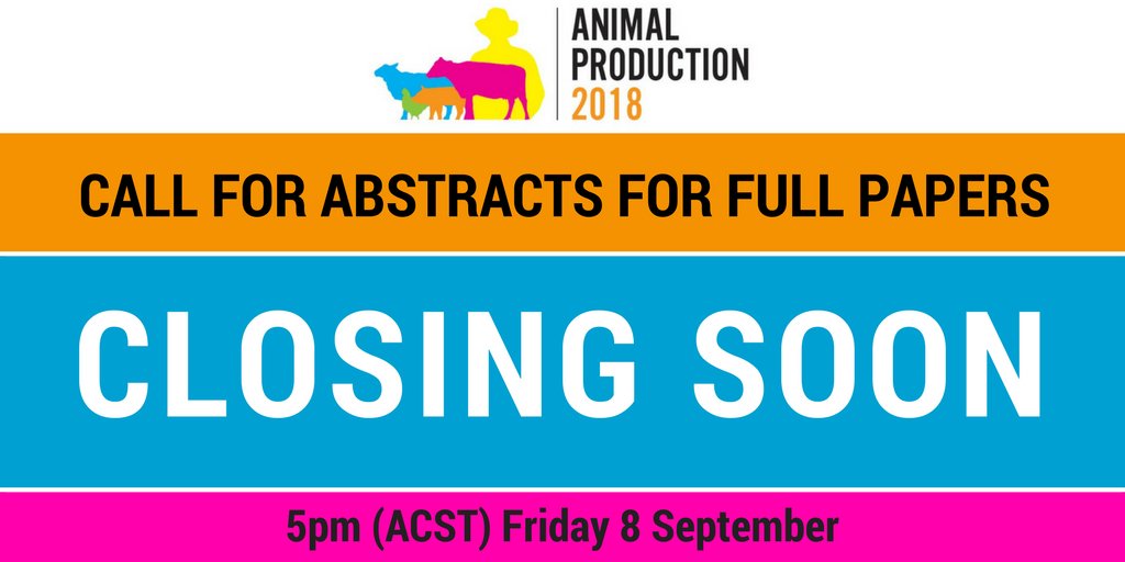 AnimalScienceAU's tweet photo. CLOSING SOON call for abstract for full papers of #AnimProdSci special edition. https://t.co/nmSAJcUFzO #AP2018conf @CSIROPublishing https://t.co/uT58qbYKt4