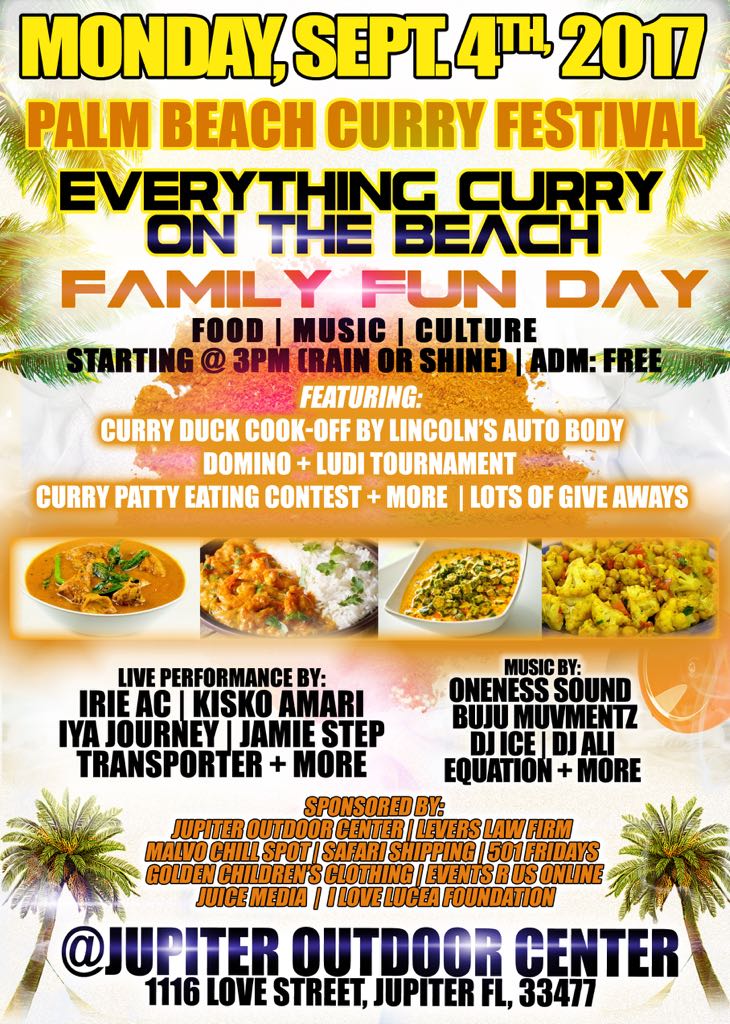 PBCurryFest's tweet photo. NEW VENUE, EVERYONE FREE Palm Beach Curry Fest, September 4, 2017  Jupiter Outdoor Center, 1116 Love Street, Jupiter FL, 33477 https://t.co/BRuLCnzKRZ