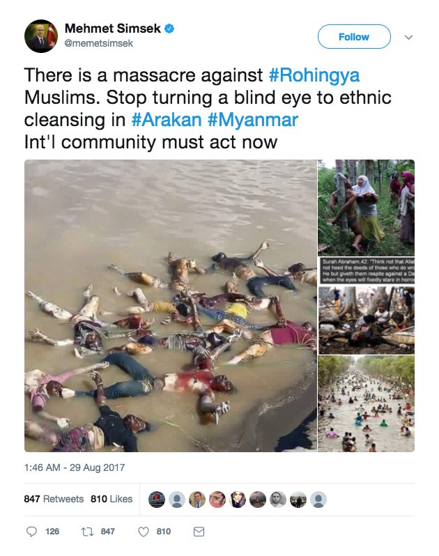 Shame on you #Turkey 's DPM <a href="/memetsimsek/">Mehmet Simsek</a> for spreading fake news.
#Bengali #Terrorist #saveRakhine #Myanmar #Burma