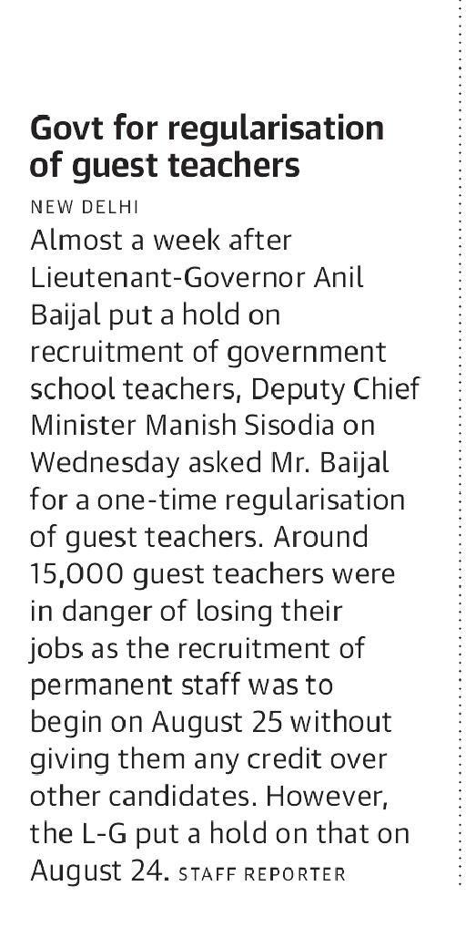 AAPInNews's tweet photo. .@msisodia writes to L-G to regularise guest teachers. https://t.co/wogwOWQWHj