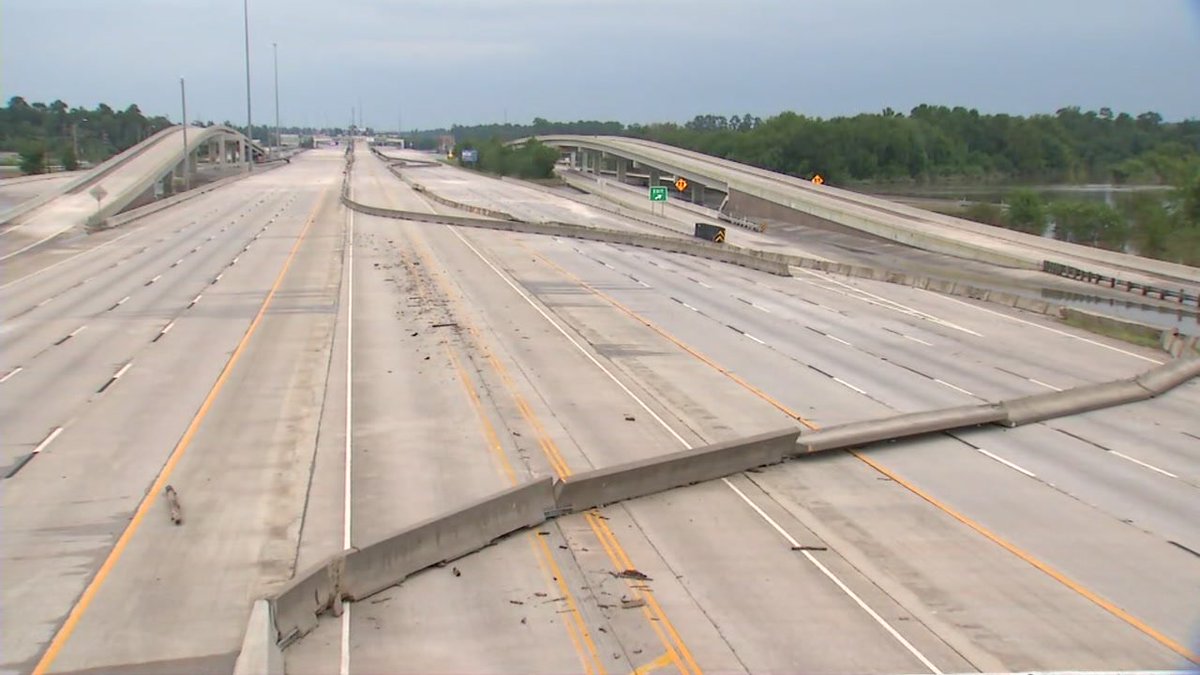 WOW! In Humble about 150 yards of a concrete median on the Eastex Freeway was thrust aside as if it was a tinker toy abc13.com/2359907/